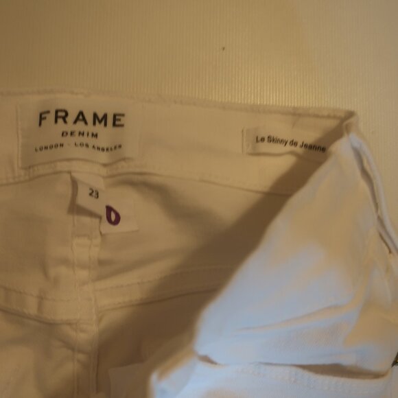 Womens Frame Denim Blanc White Le Skinny de Jeanne Raw Hem Ankle Slit Jeans 23 * - Picture 11 of 13